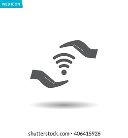 vector icon with wi-fi on the hand