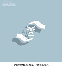 vector icon with wi-fi on the hand