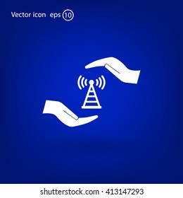 vector icon with wi-fi on the hand