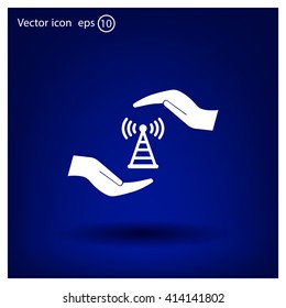 vector icon with wi-fi on the hand