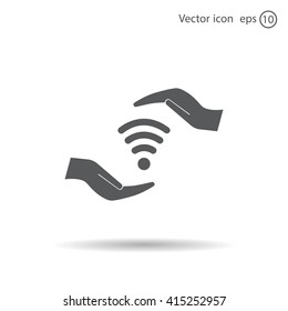 vector icon with wi-fi on the hand