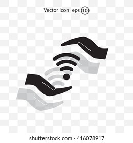 vector icon with wi-fi on the hand