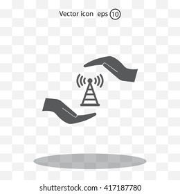 vector icon with wi-fi on the hand