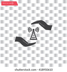 vector icon with wi-fi on the hand