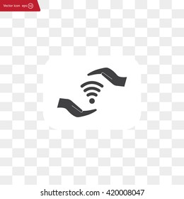 vector icon with wi-fi on the hand