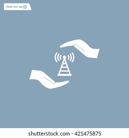 vector icon with wi-fi on the hand