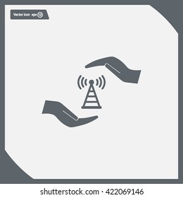 vector icon with wi-fi on the hand