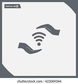 vector icon with wi-fi on the hand