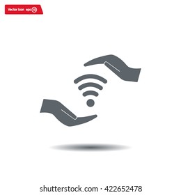 vector icon with wi-fi on the hand