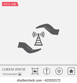 vector icon with wi-fi on the hand