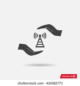 vector icon with wi-fi on the hand