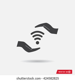 vector icon with wi-fi on the hand