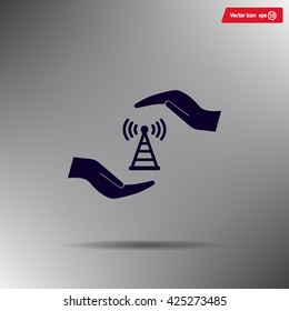 vector icon with wi-fi on the hand