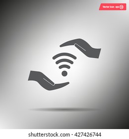 vector icon with wi-fi on the hand