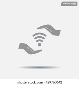 vector icon with wi-fi on the hand