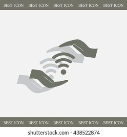 vector icon with wi-fi on the hand