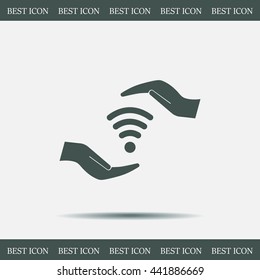 vector icon with wi-fi on the hand