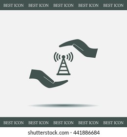 vector icon with wi-fi on the hand