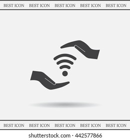 vector icon with wi-fi on the hand
