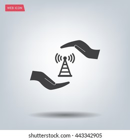 vector icon with wi-fi on the hand