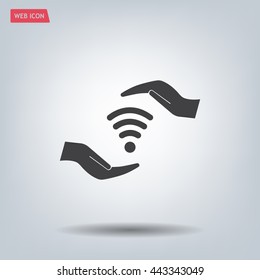 vector icon with wi-fi on the hand