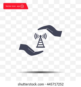 vector icon with wi-fi on the hand
