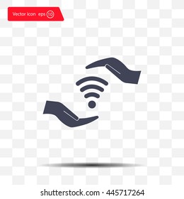 vector icon with wi-fi on the hand