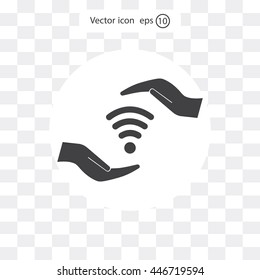 vector icon with wi-fi on the hand