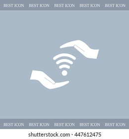 vector icon with wi-fi on the hand