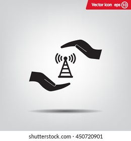vector icon with wi-fi on the hand
