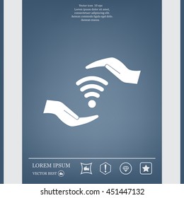 vector icon with wi-fi on the hand