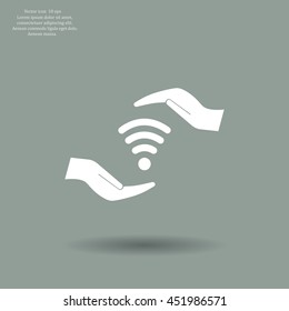 vector icon with wi-fi on the hand