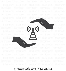 vector icon with wi-fi on the hand