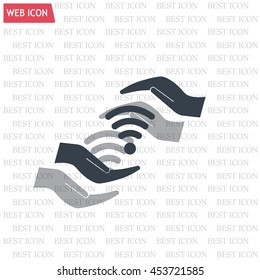 vector icon with wi-fi on the hand