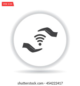vector icon with wi-fi on the hand