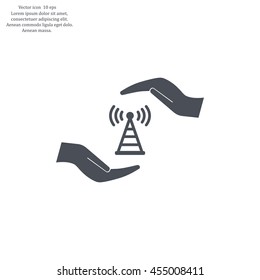 vector icon with wi-fi on the hand