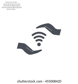 vector icon with wi-fi on the hand