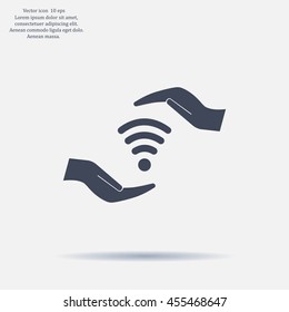 vector icon with wi-fi on the hand