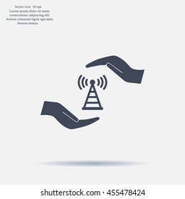 vector icon with wi-fi on the hand