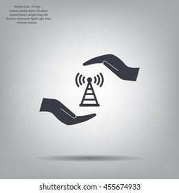 vector icon with wi-fi on the hand