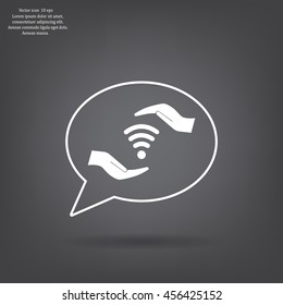 vector icon with wi-fi on the hand