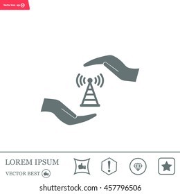vector icon with wi-fi on the hand