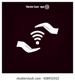 vector icon with wi-fi on the hand