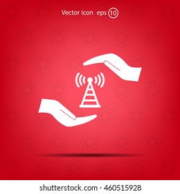 vector icon with wi-fi on the hand