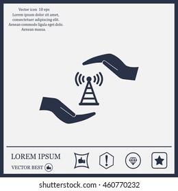 vector icon with wi-fi on the hand