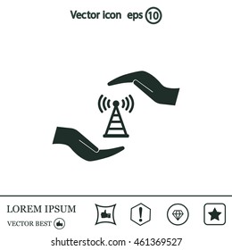 vector icon with wi-fi on the hand