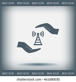 vector icon with wi-fi on the hand
