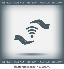 vector icon with wi-fi on the hand