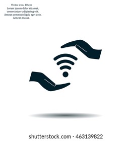 vector icon with wi-fi on the hand