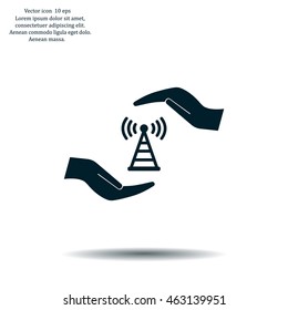 vector icon with wi-fi on the hand